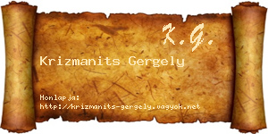 Krizmanits Gergely névjegykártya